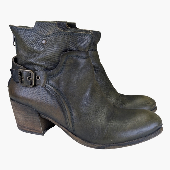 Felmini Shoes - Felmini Green Leather Bohemian Festival Booties | Made In Portugal | Size 9